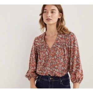 Boden Women Top Size 14 Paisley 3/4 sleeves Ballon Sleeves Bohemian Office